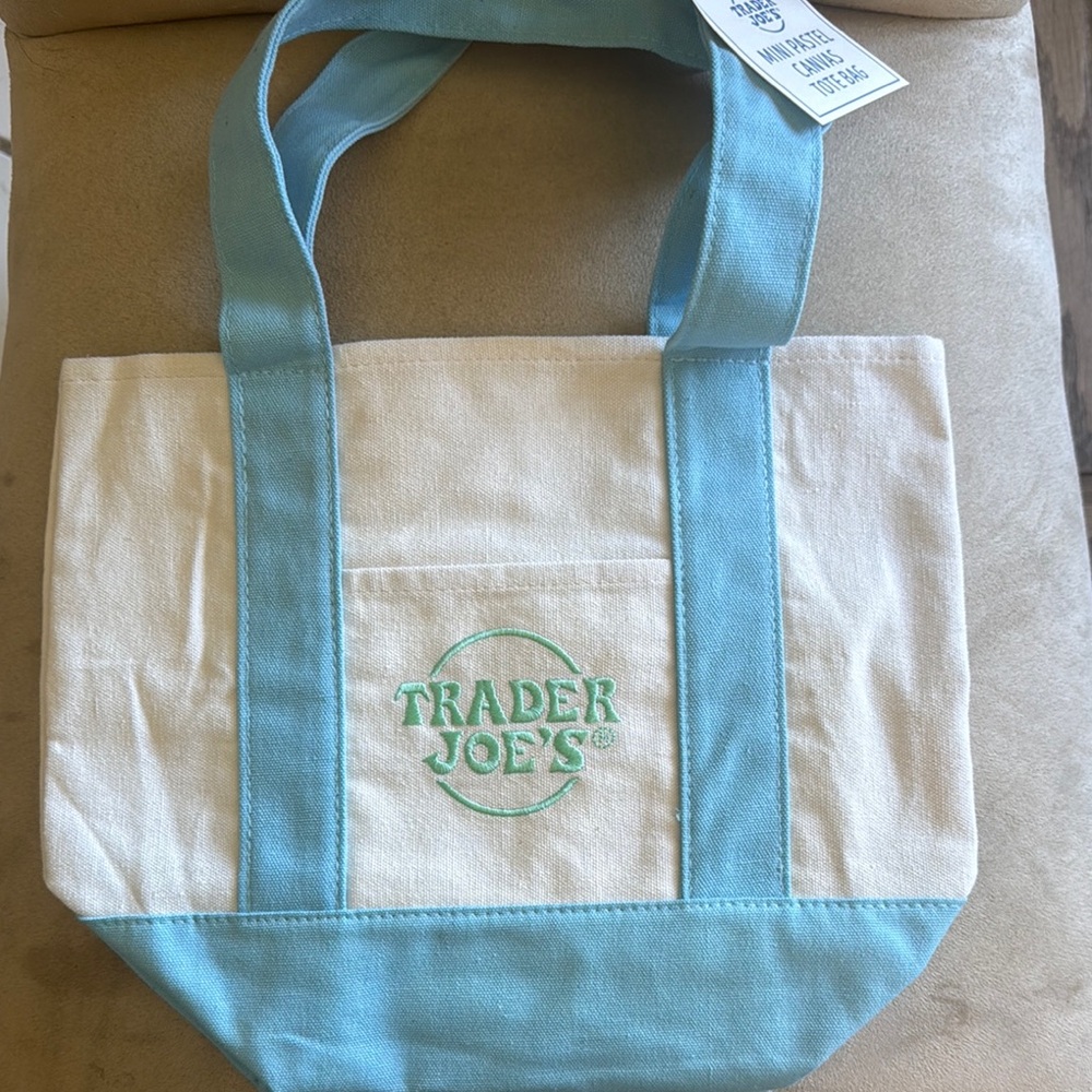 Blue and Cream Canvas Tote Bag